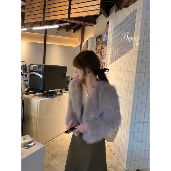 皮草外套女款2025秋冬新款狐狸毛短款环保托卡毛毛外套气质小香风